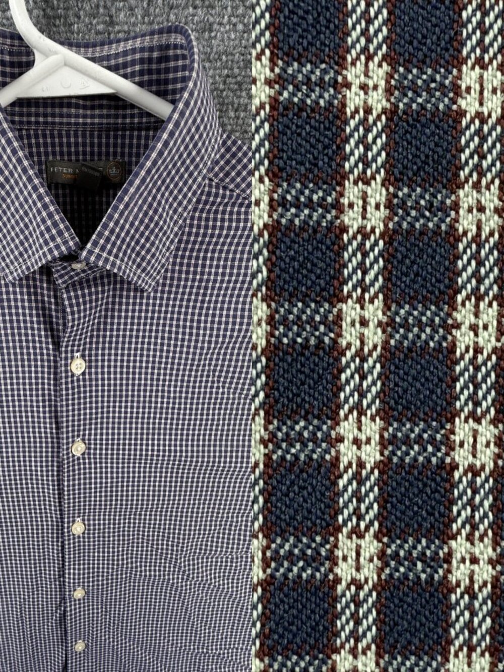 Peter Millar Men Summer Comfort Performance Button Up Long Sleeve Medium Check**